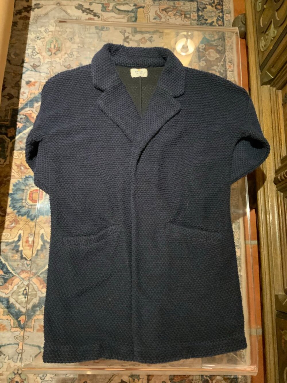 Marine Layer Navy Textured Open Front Cardigan Sweater XS - Picture 3 of 4